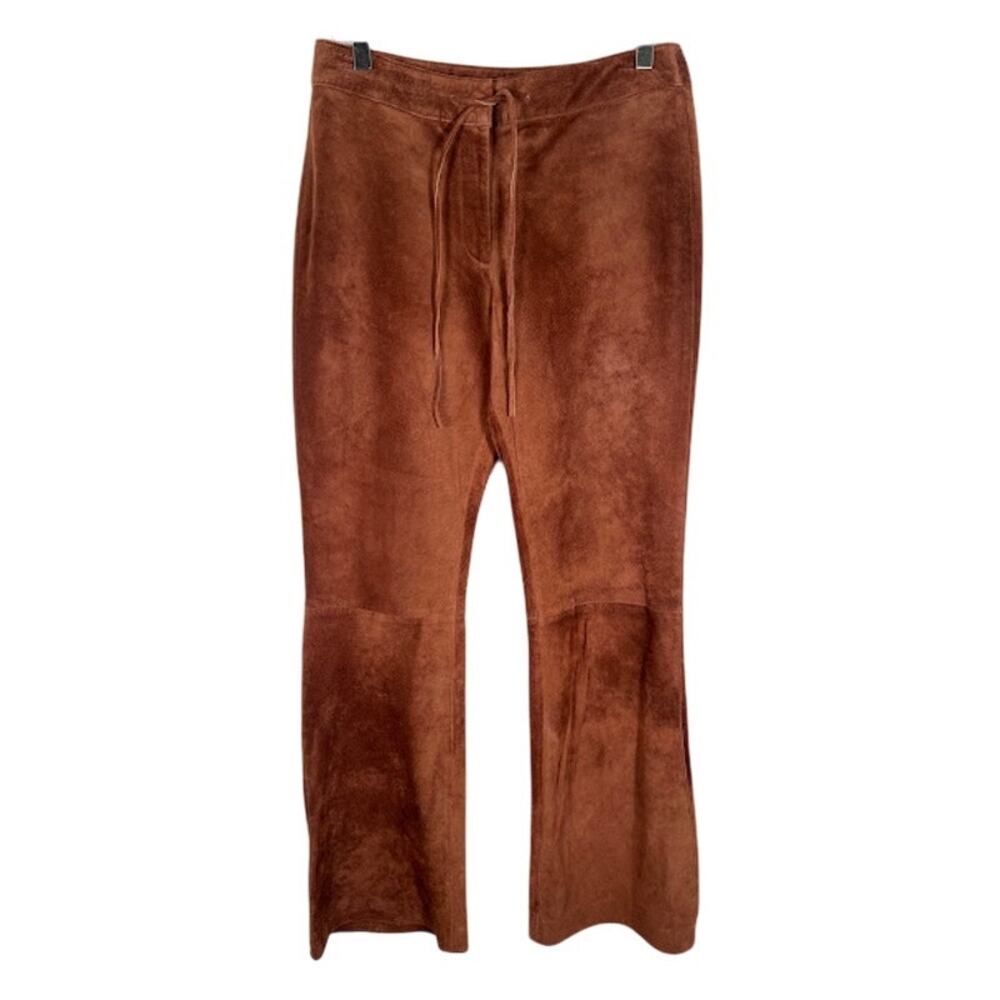 Vtg Georgiou Studios Women's Suede Leather Bootcut Trouser Pants 8 Brown Career